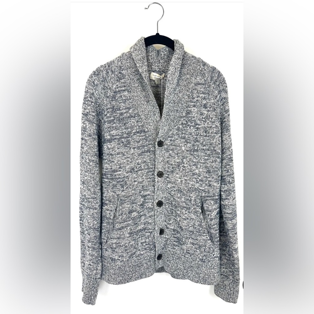 CLUB MONACO Shawl Neck Cardigan Sweater Marled Heather Blue Grey size XS Unisex
